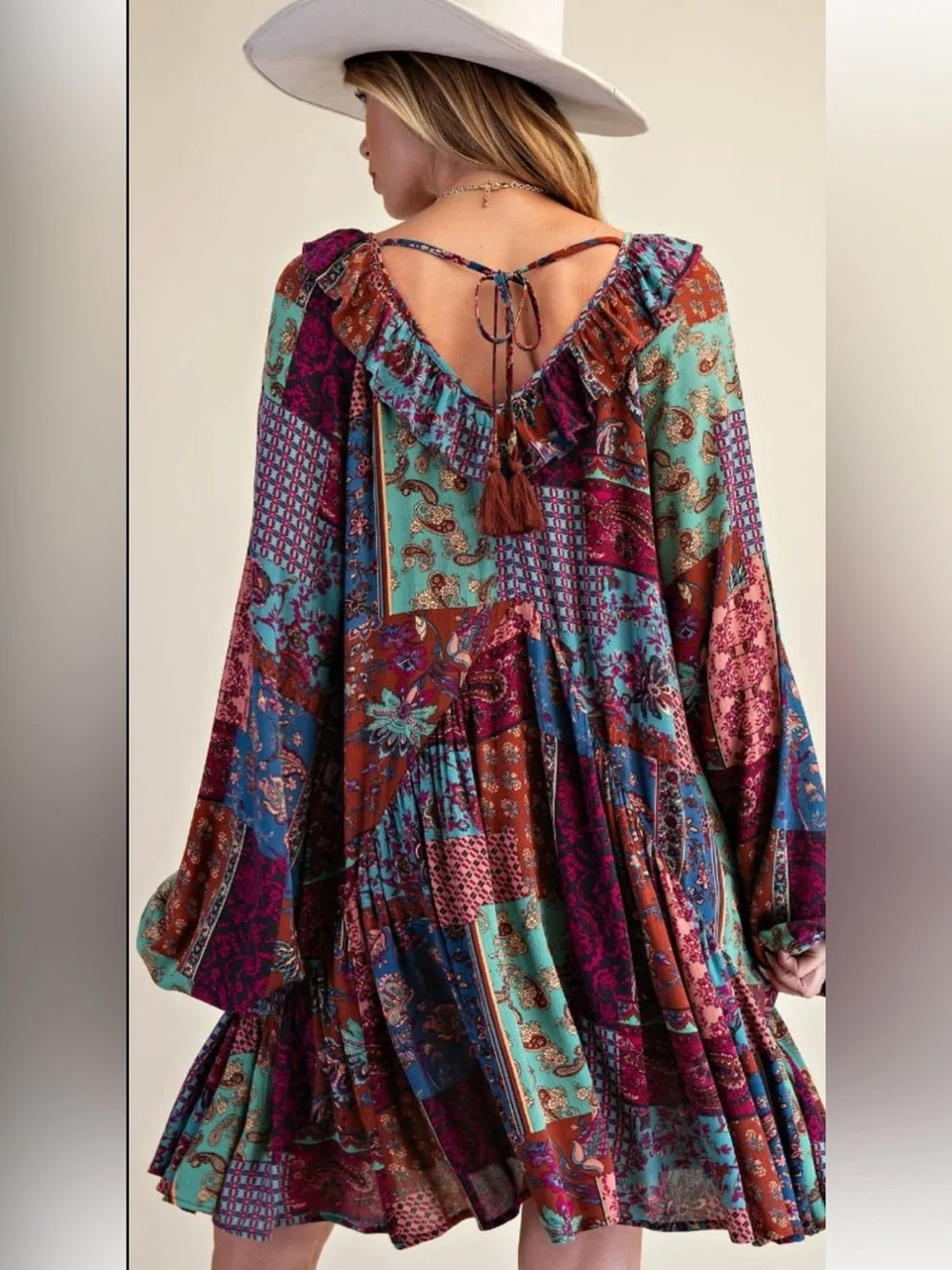 249 ❤️ EASEL PATCHWORK PRINTED GAUZE MINI DRESS